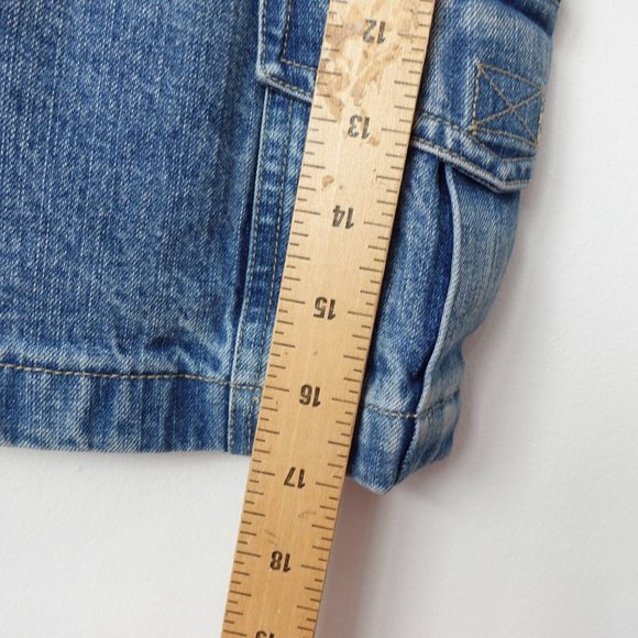 Xhilaration Skirt Junior Size 11 Cotton Denim Jean Mini Embroidered Pocket Retro - Picture 4 of 8